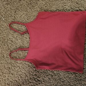 Women's Red Ribbed Tank Top